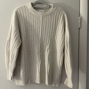 Aerie Cozy White Cable Knit Sweater